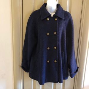 Linea Navy Blue Wool Blend Coat